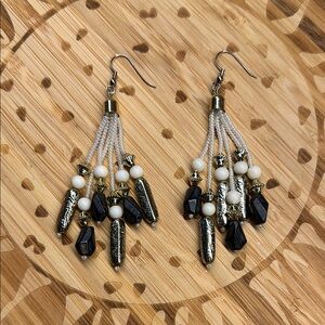 Elegant Black and Gold Dangle Earrings